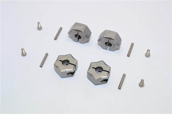 Aluminum Wheel Hex Adapter 14mmx8mm - 4Pcs Set Gray Silver