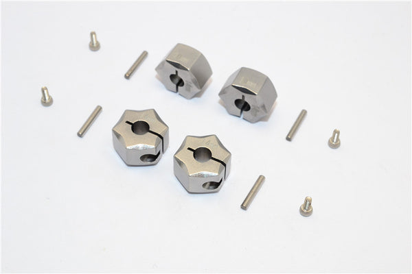 Aluminum Wheel Hex Adapter 14mmx10mm - 4Pcs Set Gray Silver