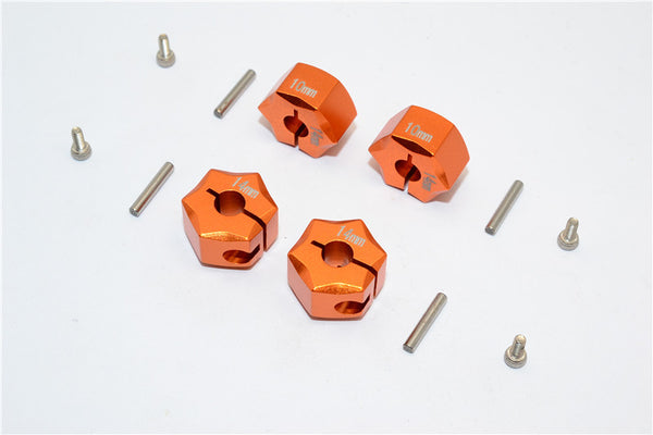 Aluminum Wheel Hex Adapter 14mmx10mm - 4Pcs Set Orange