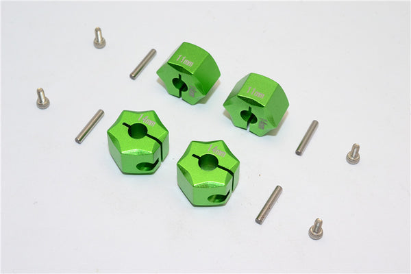 Aluminum Wheel Hex Adapter 14mmx11mm - 4Pcs Set Green