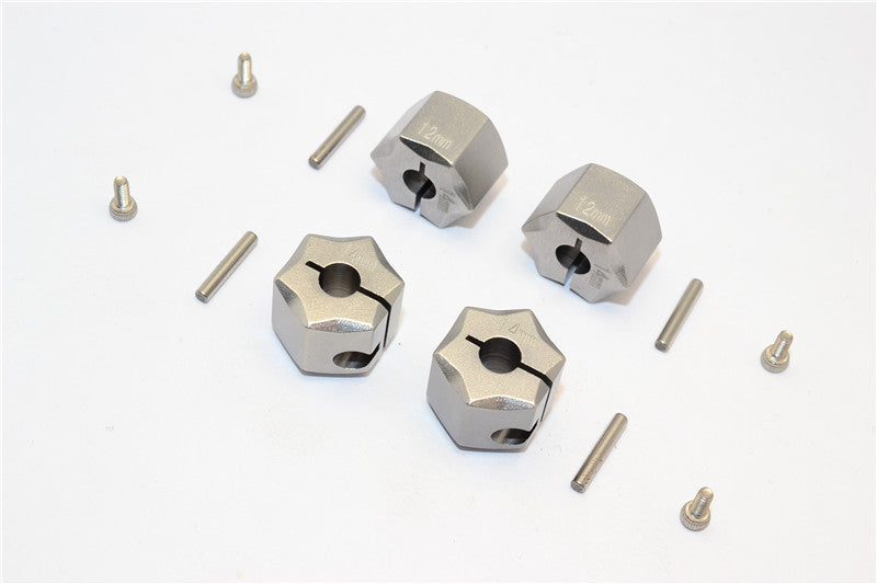 Aluminum Wheel Hex Adapter 14mmx12mm - 4Pcs Set Gray Silver