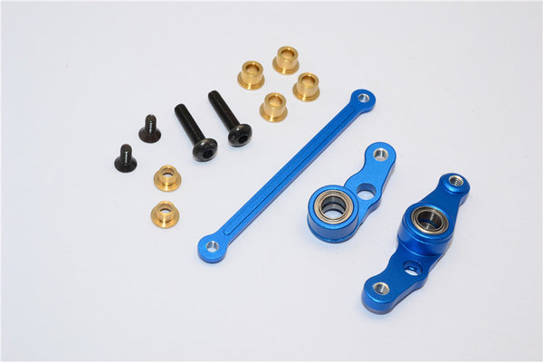 Tamiya M1025 Hummer Aluminum Steering Assembly - 3Pcs Set Blue