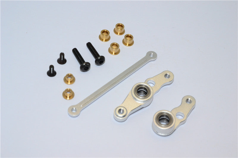 Tamiya M1025 Hummer Aluminum Steering Assembly - 3Pcs Set Silver