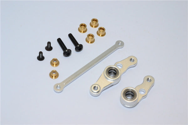 Tamiya M1025 Hummer Aluminum Steering Assembly - 3Pcs Set Silver