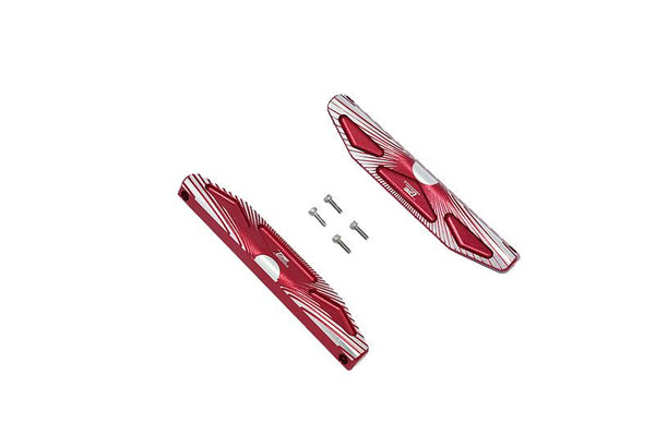 Traxxas Hoss 4X4 VXL (90076-4) Aluminum Chassis Nerf Bars (Silver Inlay Version) - 2Pc Set Red