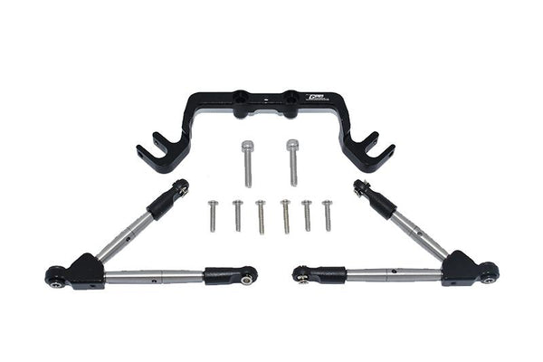 Aluminum Front Tie Rods With Stabilizer For C Hub For 1/10 Traxxas HOSS 4X4 VXL 90076-4 - 11Pc Set Black