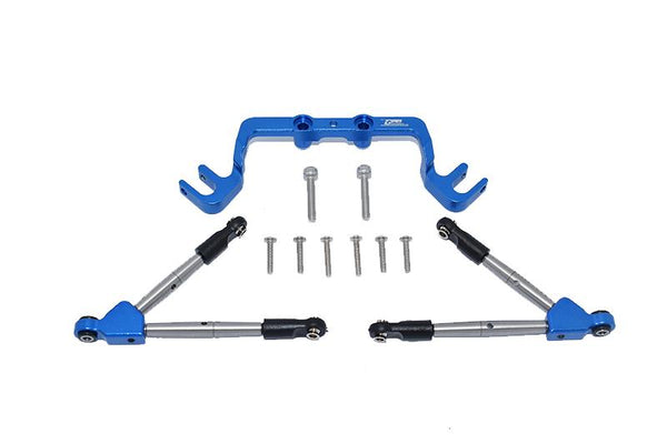 Aluminum Front Tie Rods With Stabilizer For C Hub For 1/10 Traxxas HOSS 4X4 VXL 90076-4 - 11Pc Set Blue