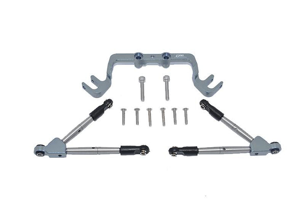 Aluminum Front Tie Rods With Stabilizer For C Hub For 1/10 Traxxas HOSS 4X4 VXL 90076-4 - 11Pc Set Gray Silver