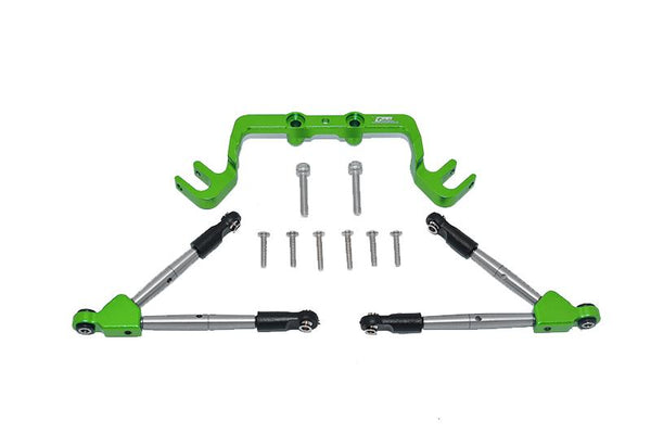 Aluminum Front Tie Rods With Stabilizer For C Hub For 1/10 Traxxas HOSS 4X4 VXL 90076-4 - 11Pc Set Green