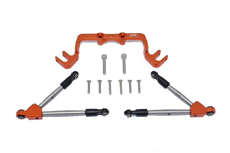 Aluminum Front Tie Rods With Stabilizer For C Hub For 1/10 Traxxas HOSS 4X4 VXL 90076-4 - 11Pc Set Orange