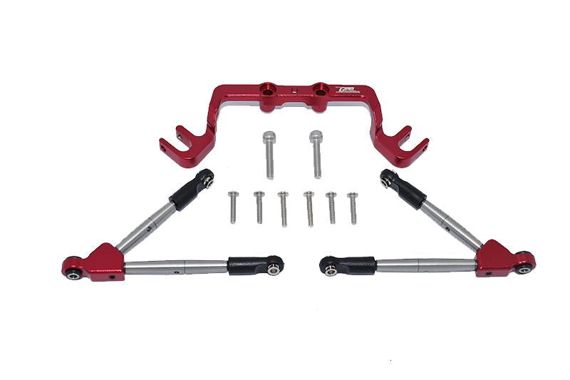 Aluminum Front Tie Rods With Stabilizer For C Hub For 1/10 Traxxas HOSS 4X4 VXL 90076-4 - 11Pc Set Red