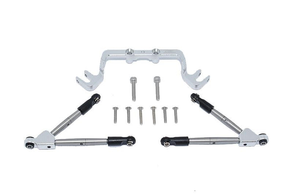 Aluminum Front Tie Rods With Stabilizer For C Hub For 1/10 Traxxas HOSS 4X4 VXL 90076-4 - 11Pc Set Silver