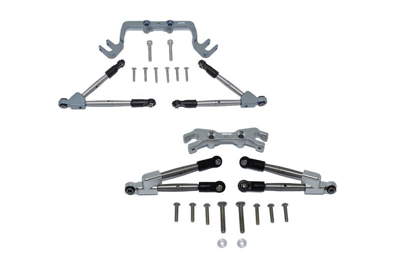 Aluminum Front & Rear Tie Rods With Stabilizer For 1/10 Traxxas HOSS 4X4 VXL 90076-4 - 24Pc Set Gray Silver
