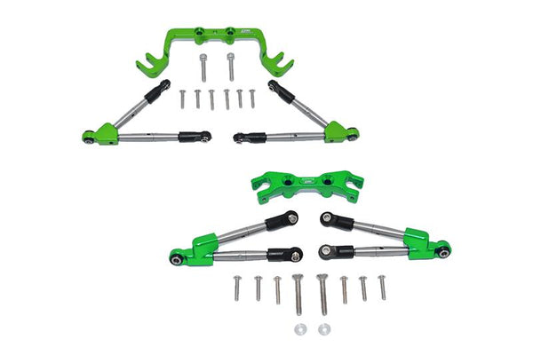 Aluminum Front & Rear Tie Rods With Stabilizer For 1/10 Traxxas HOSS 4X4 VXL 90076-4 - 24Pc Set Green