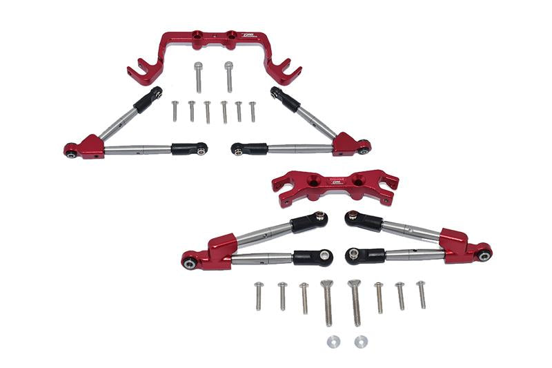 Aluminum Front & Rear Tie Rods With Stabilizer For 1/10 Traxxas HOSS 4X4 VXL 90076-4 - 24Pc Set Red