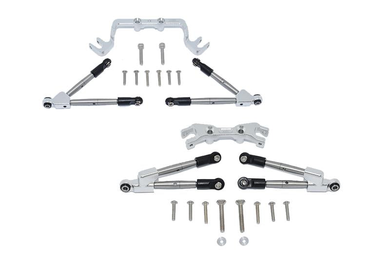 Aluminum Front & Rear Tie Rods With Stabilizer For 1/10 Traxxas HOSS 4X4 VXL 90076-4 - 24Pc Set Silver