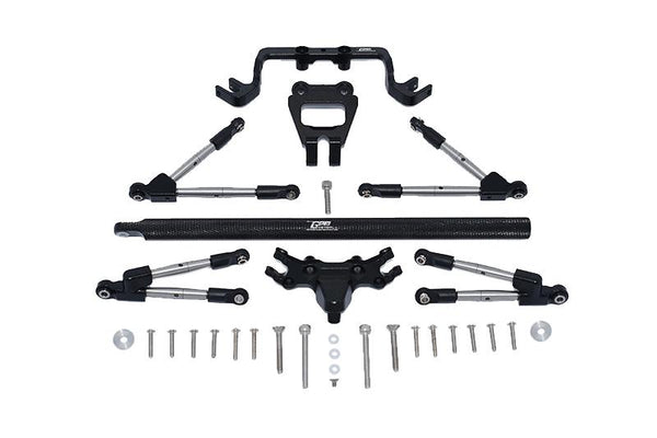 Aluminum Front & Rear Tie Rods With Stabilizer + Center Brace Bar & Mount For 1/10 Traxxas HOSS 4X4 VXL 90076-4 - 31Pc Set Black