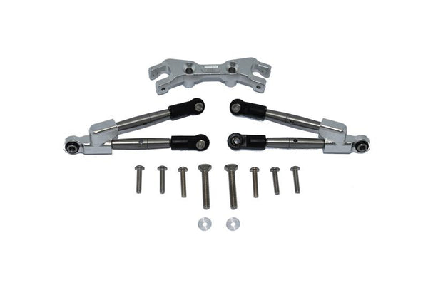 Aluminum Rear Tie Rods With Stabilizer For 1/10 Traxxas HOSS 4X4 VXL 90076-4 - 13Pc Set Gray Silver
