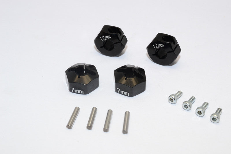 HSP 94103 Aluminum Hex Adapter 12mm x 7mm - 4Pcs Set Black