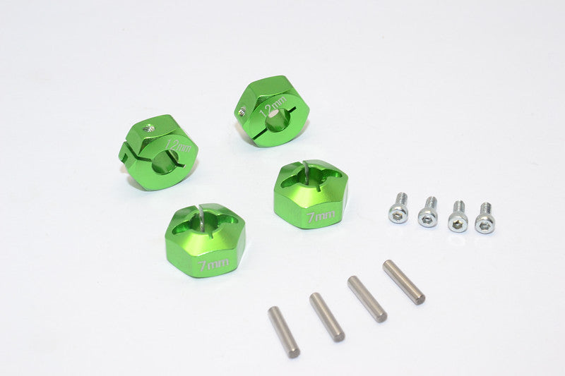 HSP 94103 Aluminum Hex Adapter 12mm x 7mm - 4Pcs Set Green