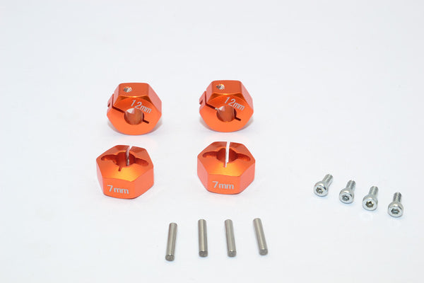 HSP 94103 Aluminum Hex Adapter 12mm x 7mm - 4Pcs Set Orange