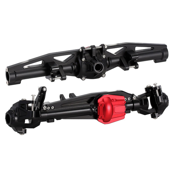 Aluminum Front & Rear Axle Housing For 1/6 RC Crawler Car Axial SCX6 Jeep JLU Wrangler Upgrade Parts - Black