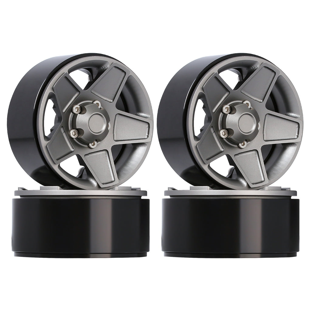 Metal 1.9" Beadlock 5-Spokes Wheel Rim Hub for 1/10 RC Crawler Traxxas TRX4 Axial SCX10 90046 Defender D90 D110 - 4Pc Set Grey