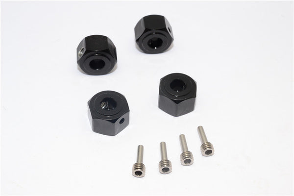 Vaterra K5 Blazer Ascender Aluminum Hex Adapter (12mmx8mm) - 4Pcs Set Black