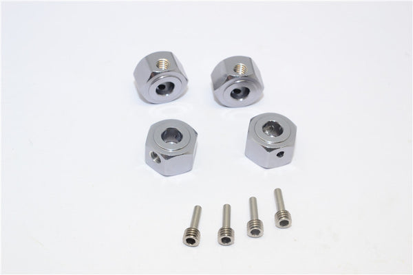 Vaterra K5 Blazer Ascender Aluminum Hex Adapter (12mmx8mm) - 4Pcs Set Gray Silver