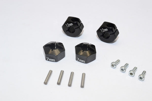 Vaterra K5 Blazer Ascender Aluminum Hex Adapter (12mmx7mm) - 4Pcs Set Black
