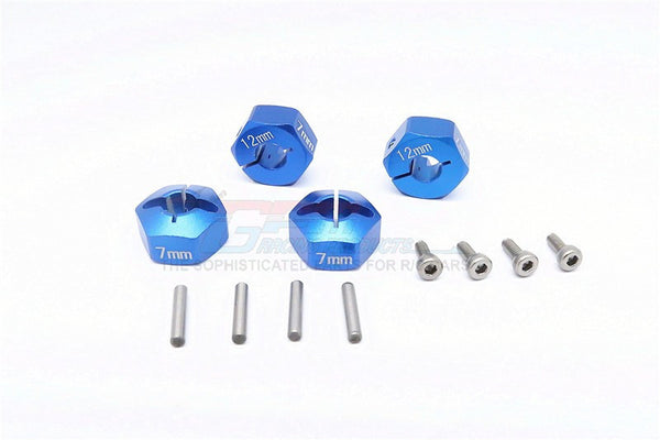 Vaterra K5 Blazer Ascender Aluminum Hex Adapter (12mmx7mm) - 4Pcs Set Blue