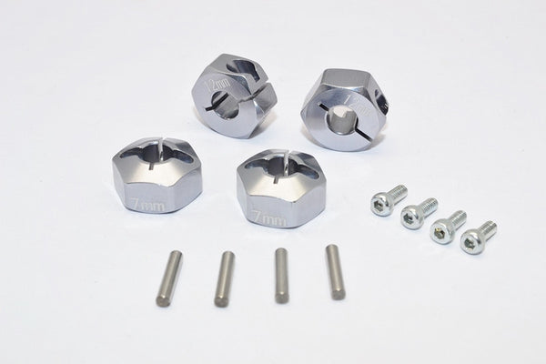Vaterra K5 Blazer Ascender Aluminum Hex Adapter (12mmx7mm) - 4Pcs Set Gray Silver