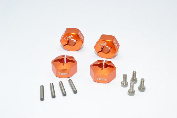Vaterra K5 Blazer Ascender Aluminum Hex Adapter (12mmx7mm) - 4Pcs Set Orange