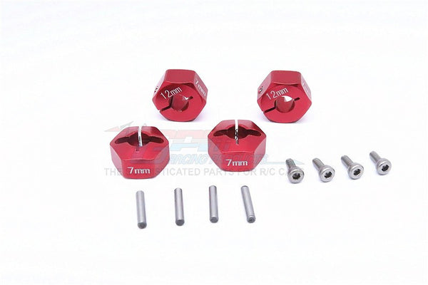 Vaterra K5 Blazer Ascender Aluminum Hex Adapter (12mmx7mm) - 4Pcs Set Red