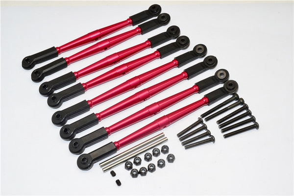 Vaterra K5 Blazer Ascender Aluminum Front+Rear Anti-Thread Tie Rod For 308mm Wheelbase - 8Pcs Set Red