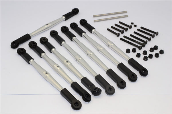 Vaterra K5 Blazer Ascender Aluminum Front+Rear Anti-Thread Tie Rod For 308mm Wheelbase - 8Pcs Set Silver