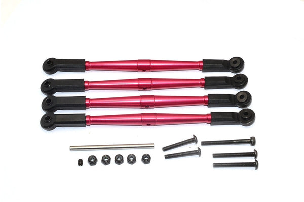 Vaterra K5 Blazer Ascender Aluminum Front Anti-Thread Tie Rod 110mm For 308mm Wheelbase - 4Pcs Set Red