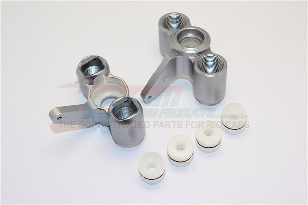 Thunder Tiger Truck K-ROCK MT4-G5 Aluminum Front Knuckle Arm With Delrin Collars - 1Pr Set Gray Silver