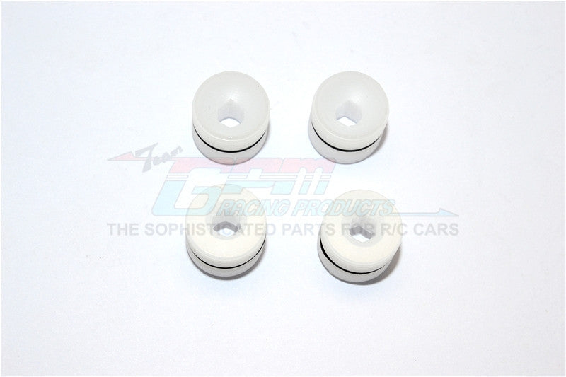 Thunder Tiger Truck K-ROCK MT4-G5 Polyoxymethylene (Pom) Front Cupped Seat Ball Threaded Collars With Rubber O-Ring - 4Pc Set White