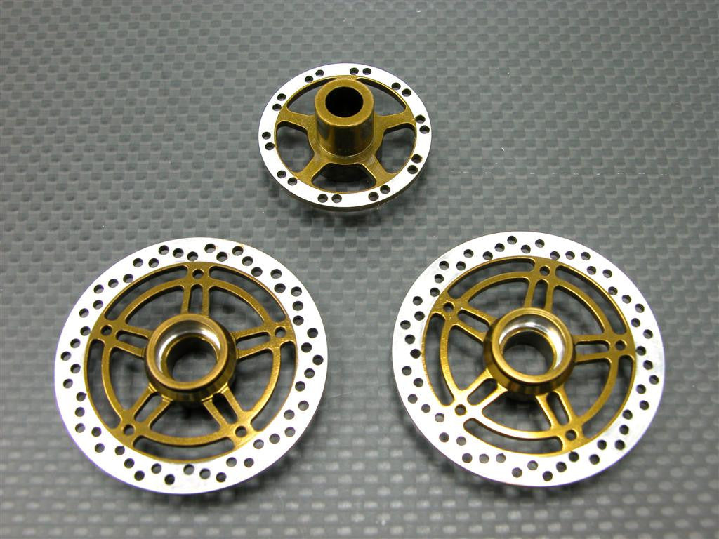 Kyosho Motorcycle NSR500 Aluminum Brake Disk Plate (5 Poles) New Design - 3 Pcs Set Golden Black