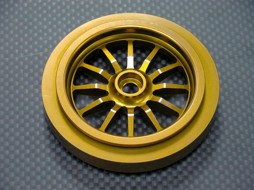 Kyosho Motorcycle NSR500 Aluminum Front Wheel Flat (12H) - 1Pc Golden Black