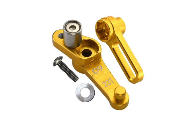 Aluminium Servo Arm 23T (C9) & Steering Arm (C10) For 1/8 Kyosho Motorcycle NSR500 - 2Pc Set Gold