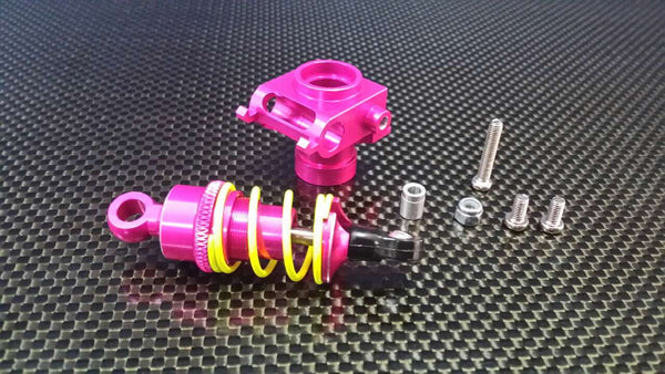 Kyosho Motorcycle NSR500 Aluminum Bearing Steering Set With Screws (Excl. 8X12 Bearing) + Aluminum Drive Shock With Screw & Collars - Each 1 Pc Set Pink