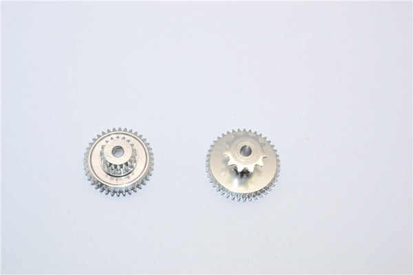 Kyosho Motorcycle NSR500 Aluminum Wheel Gear Assembly (KM155-17T36T, KM153-11T39T) Install With GPM#KM012A Gear Box - 2Pcs Set Silver