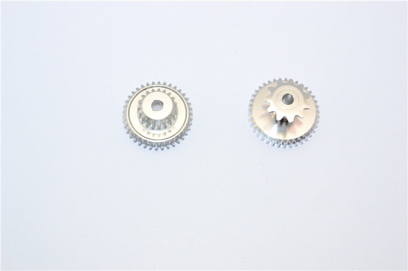 Kyosho Motorcycle NSR500 Aluminum Wheel Gear Assembly (KM155-19T36T, KM153-11T37T) Install With GPM KM012A Gear Box - 2Pcs Set Silver