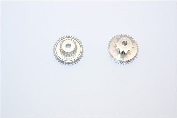 Kyosho Motorcycle NSR500 Aluminum Wheel Gear Assembly (KM155-19T36T, KM153-11T37T) Install With GPM KM012A Gear Box - 2Pcs Set Silver