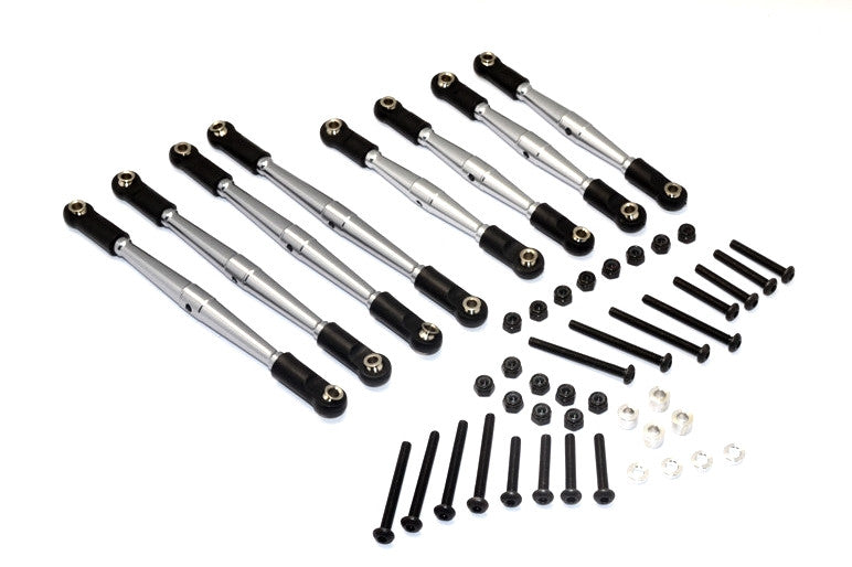 Gmade Komodo Aluminum 4mm Anti-Thread Upper+Lower Link Parts - 8Pcs Set Gray Silver