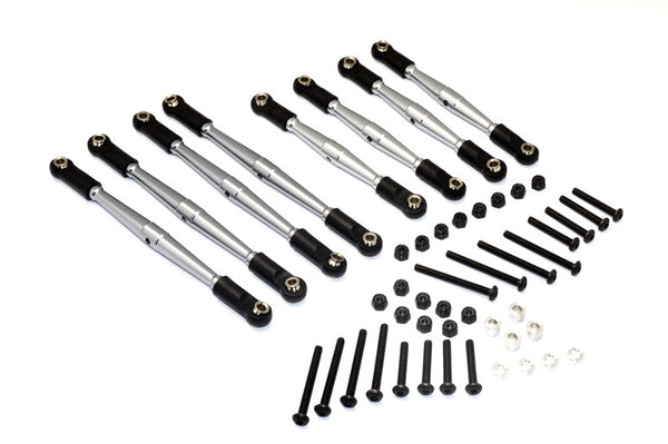 Gmade Komodo Aluminum 4mm Anti-Thread Upper+Lower Link Parts - 8Pcs Set Gray Silver
