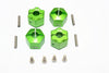 Thunder Tiger Kaiser XS Aluminum Wheel Hex (12mm X 10mm) - 4Pcs Set Green