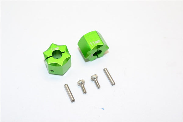 Thunder Tiger Kaiser XS Aluminum Wheel Hex (12mm X 11mm) - 2Pcs Set Green